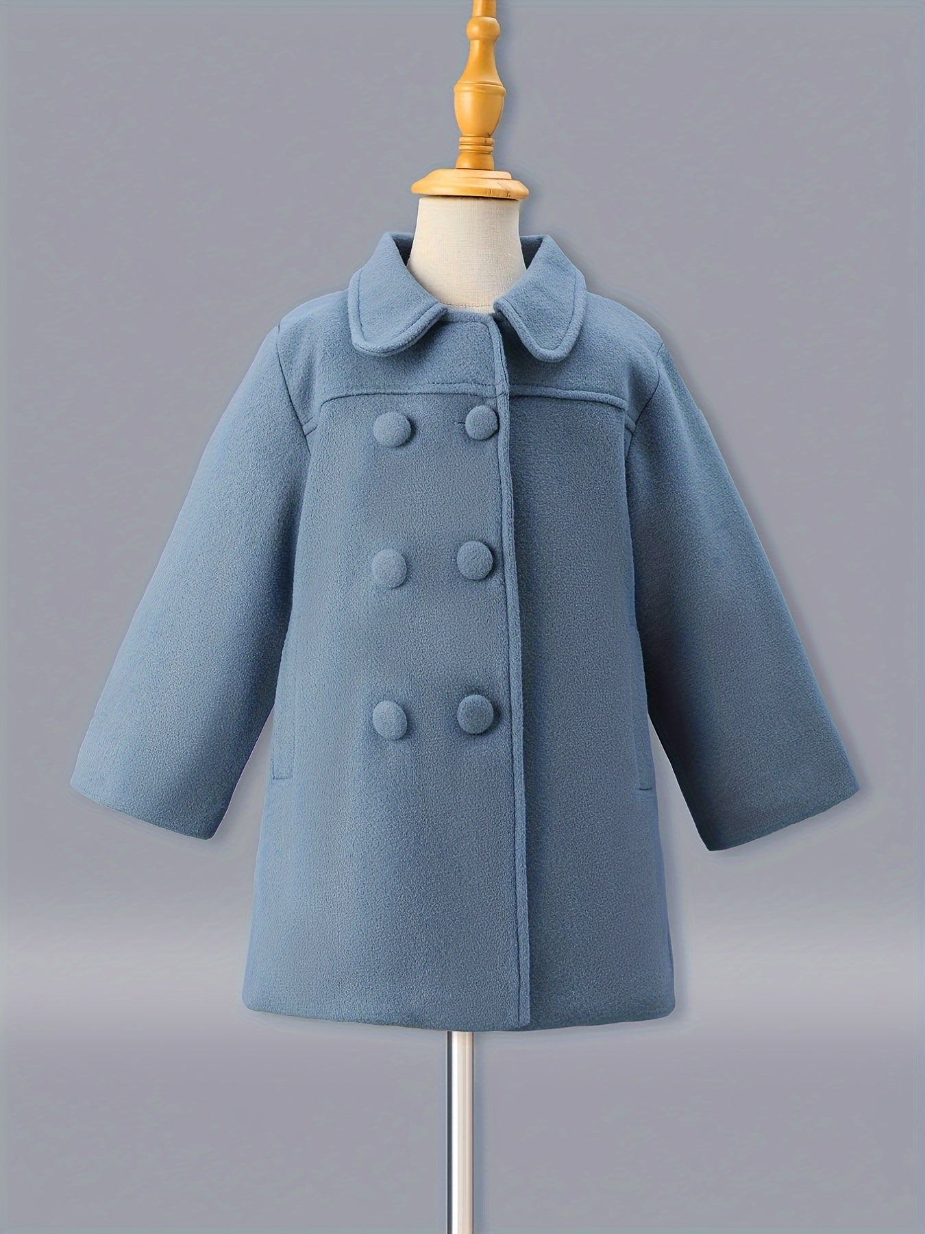 Versatile Girls' Cute Collared Solid Coat Jacket - Elegant Button Decor, Warm, Water-Resistant, and Breathable for Fall and Winter - Kids' Fashionable Outerwear for Casual Daily Wear and Special Occasions