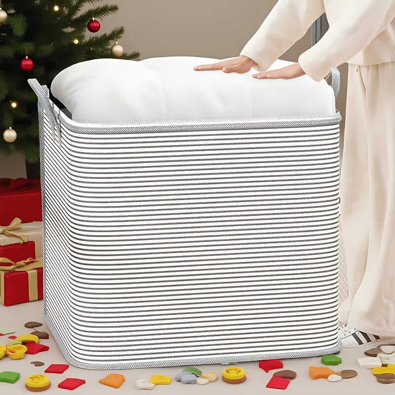 1pc Large Foldable Clothes & Storage with Zippered Lid & Sturdy Handle - Heavy-Duty Suitable for Closet Organizer, Portable Rectangular Container for Wardrobe, Travel, Seasonal Clothing Storage, Under-Bed Storage