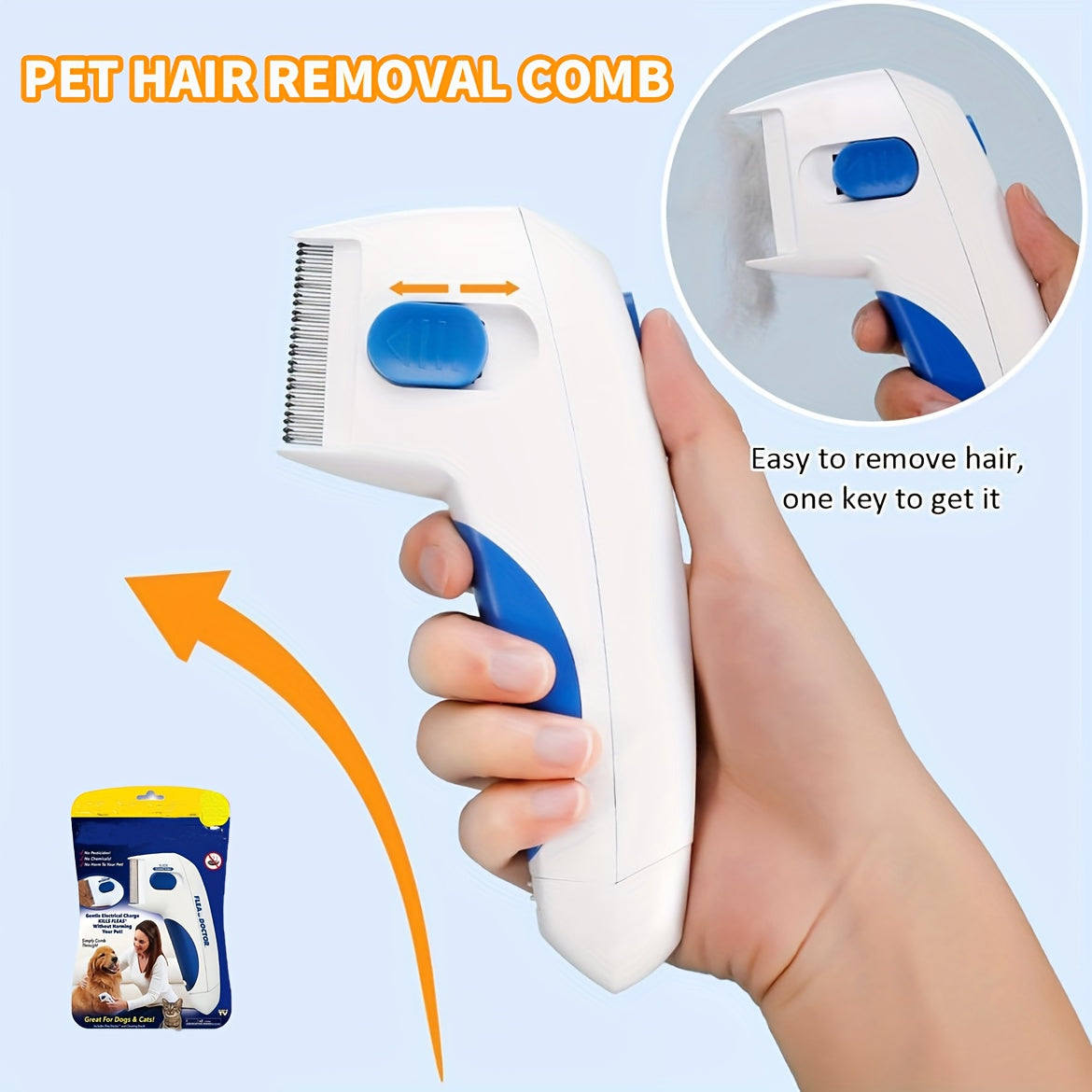 2-in-1 Pet Brush - Gentle Hair Removal and Combing for Cats and Dogs, with Durable Stainless Steel Comb Teeth and Comfortable Handle Grip