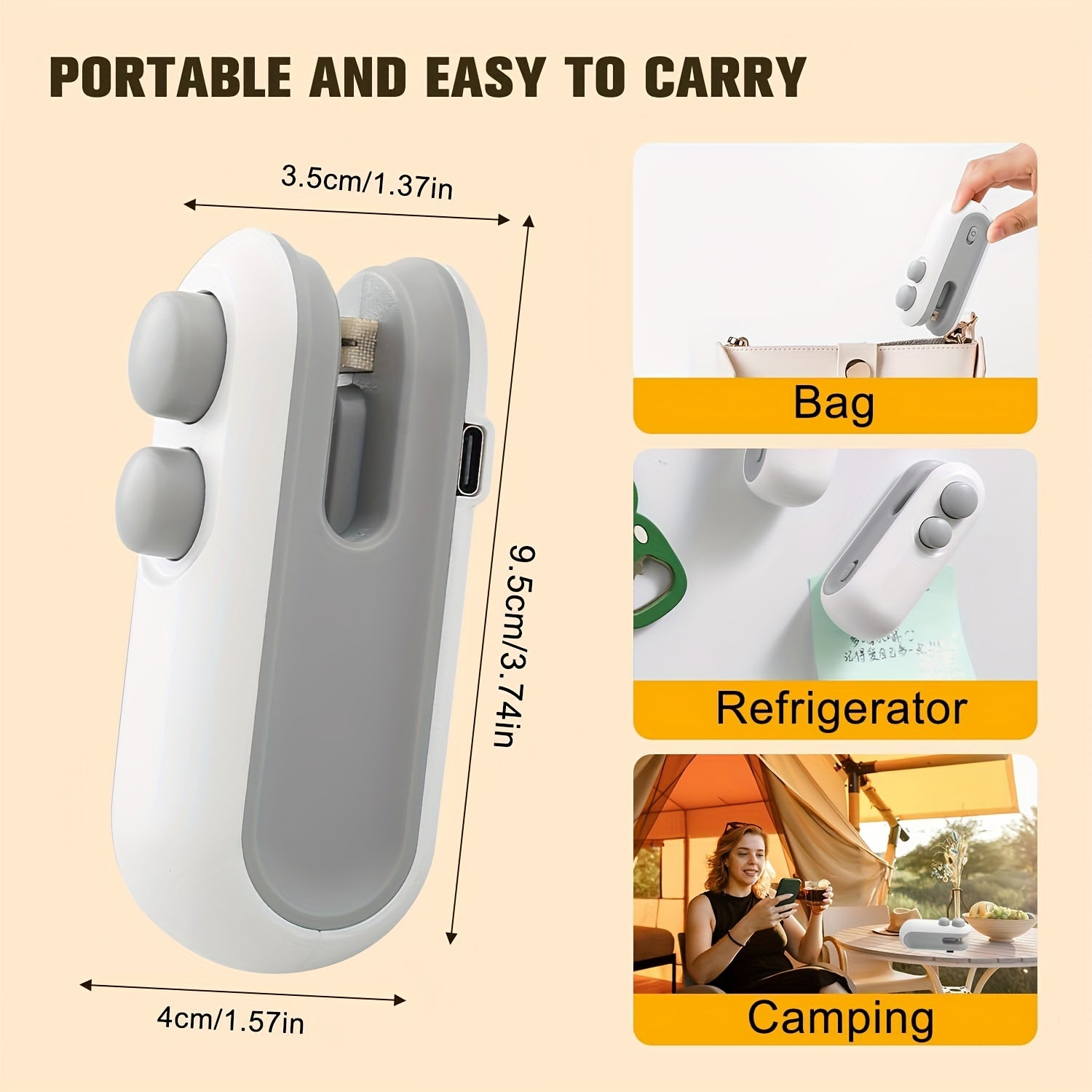 [USB-C Rechargeable Bag Sealer] 2pcs Mini Bag Sealer | USB-C Rechargeable, 2-in-1 Heat Seal with Cutter & Magnet, Buy 1 Get 1 Free, Resealer Machine for Plastic & Snack Bags