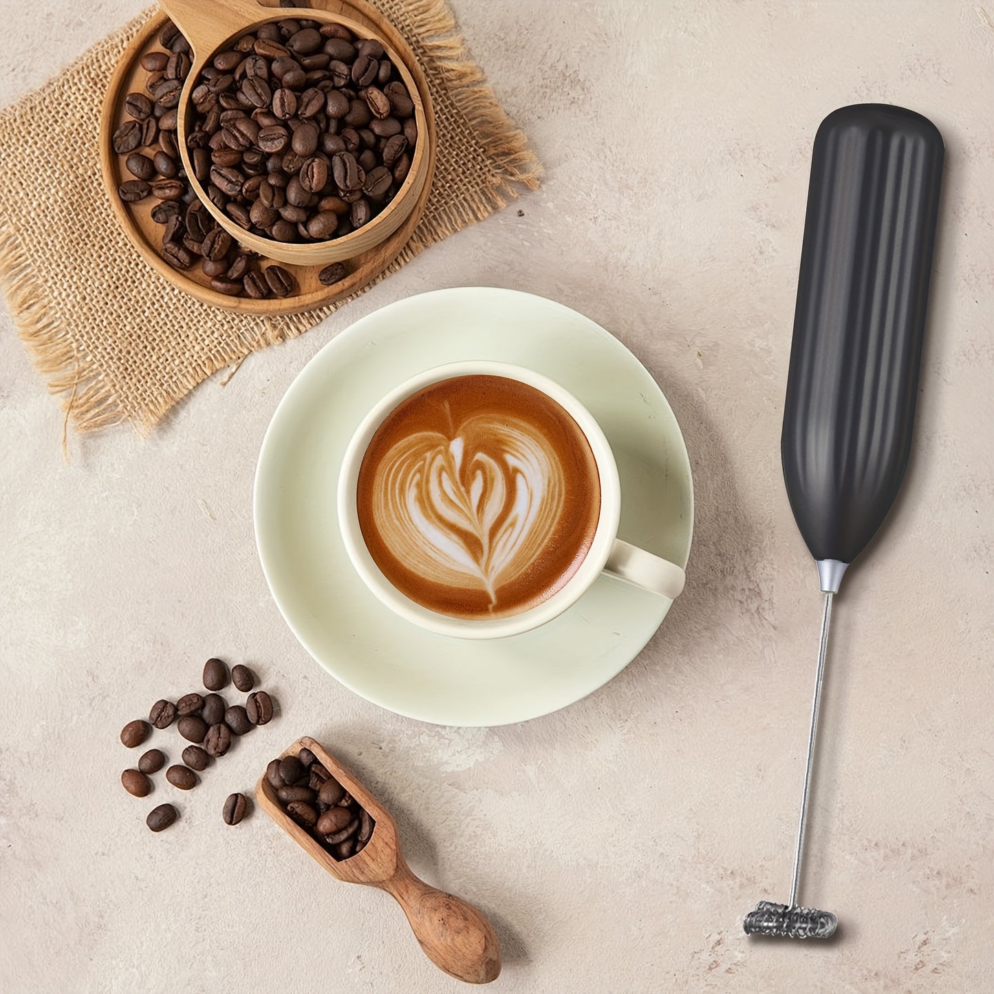 Professional Milk Frother & Foam Maker, Handheld Battery-Powered Whisk for Coffee, Latte, Cappuccino, Hot Chocolate, Portable Stainless Steel  Blender with 2 AA Batteries (Not Included) Barista-Grade Tool for Home, Travel & E