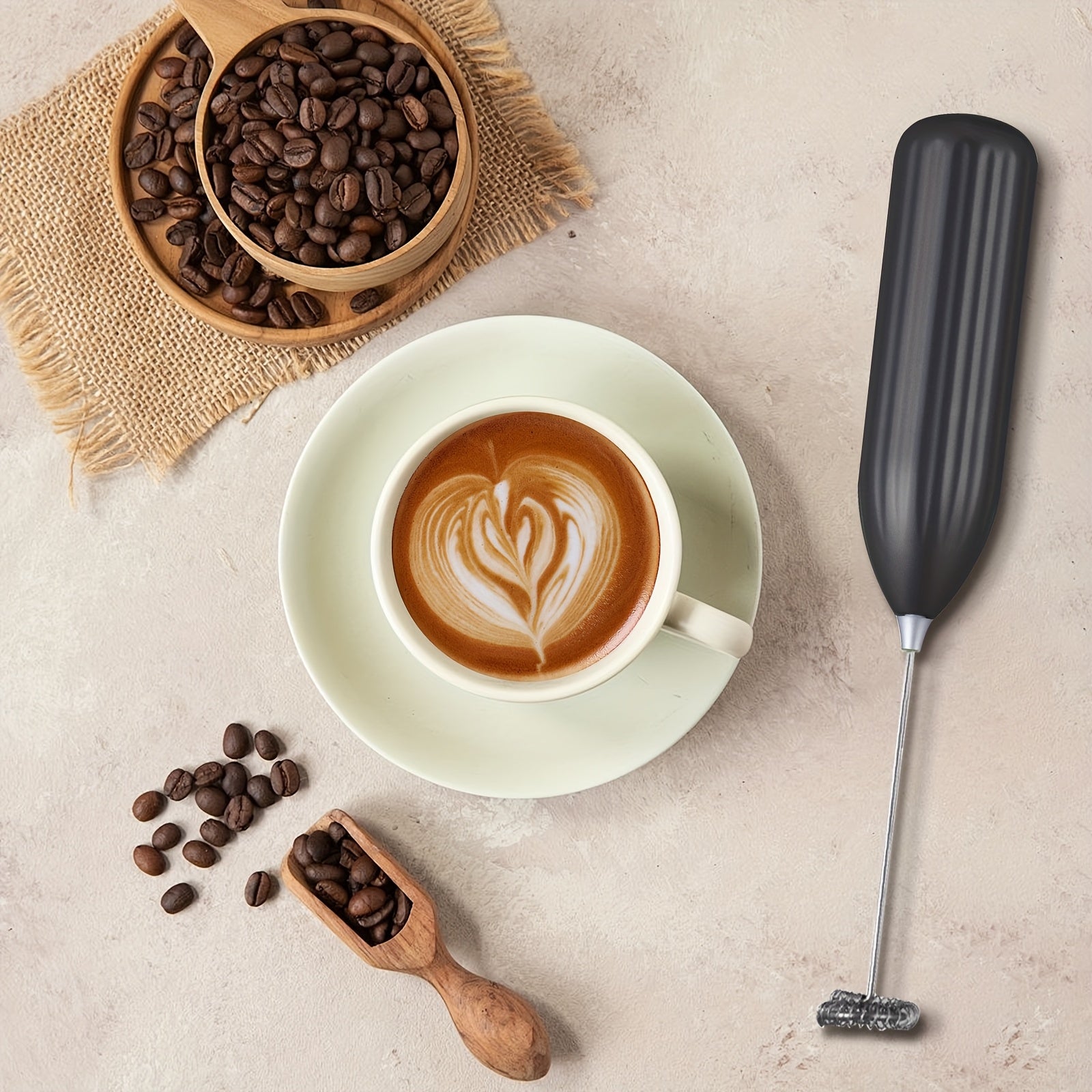 Professional Milk Frother & Foam Maker, Handheld Battery-Powered Whisk for Coffee, Latte, Cappuccino, Hot Chocolate, Portable Stainless Steel  Blender with 2 AA Batteries (Not Included) Barista-Grade Tool for Home, Travel & E