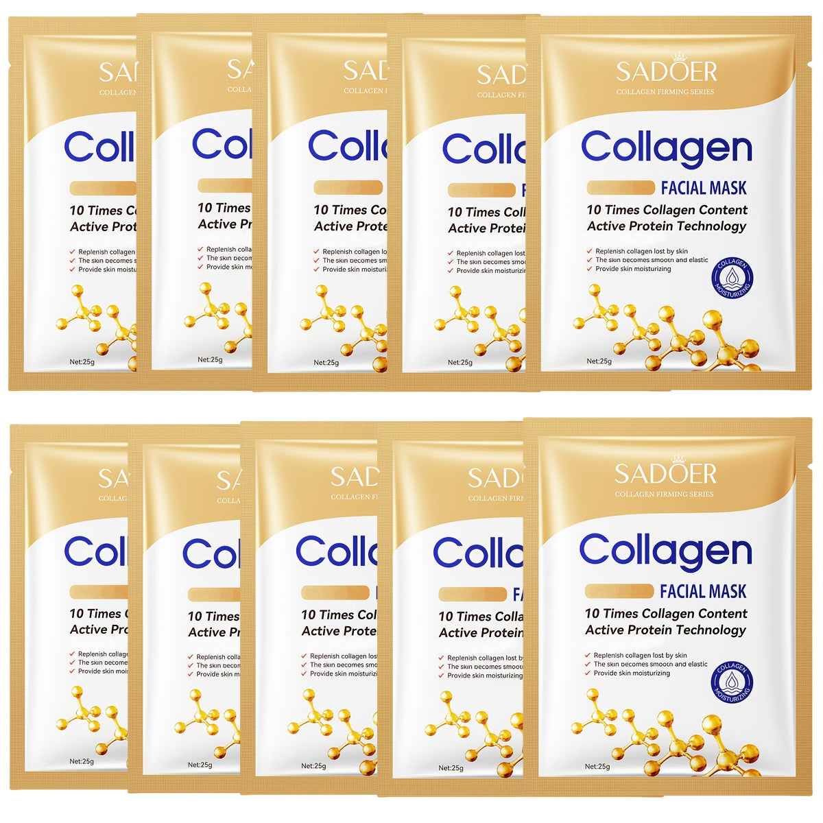 SADOER 10/30/90pcs Collagen Facial Masks - Deep Moisturizing, Firming, Alcohol-Free, Fragrance-Free, 16% Collagen for All Skin Types Halloween Christmas Gifts