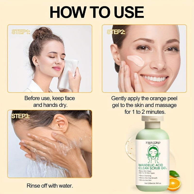 200ml Deep Cleansing Exfoliating Gel, With Mandelic Acid - Aloe Vera And Rose Extract, Long-lasting Moisturizing To Clean Pores, Exfoliating Gel For Face And Body, Suitable For Daily Use