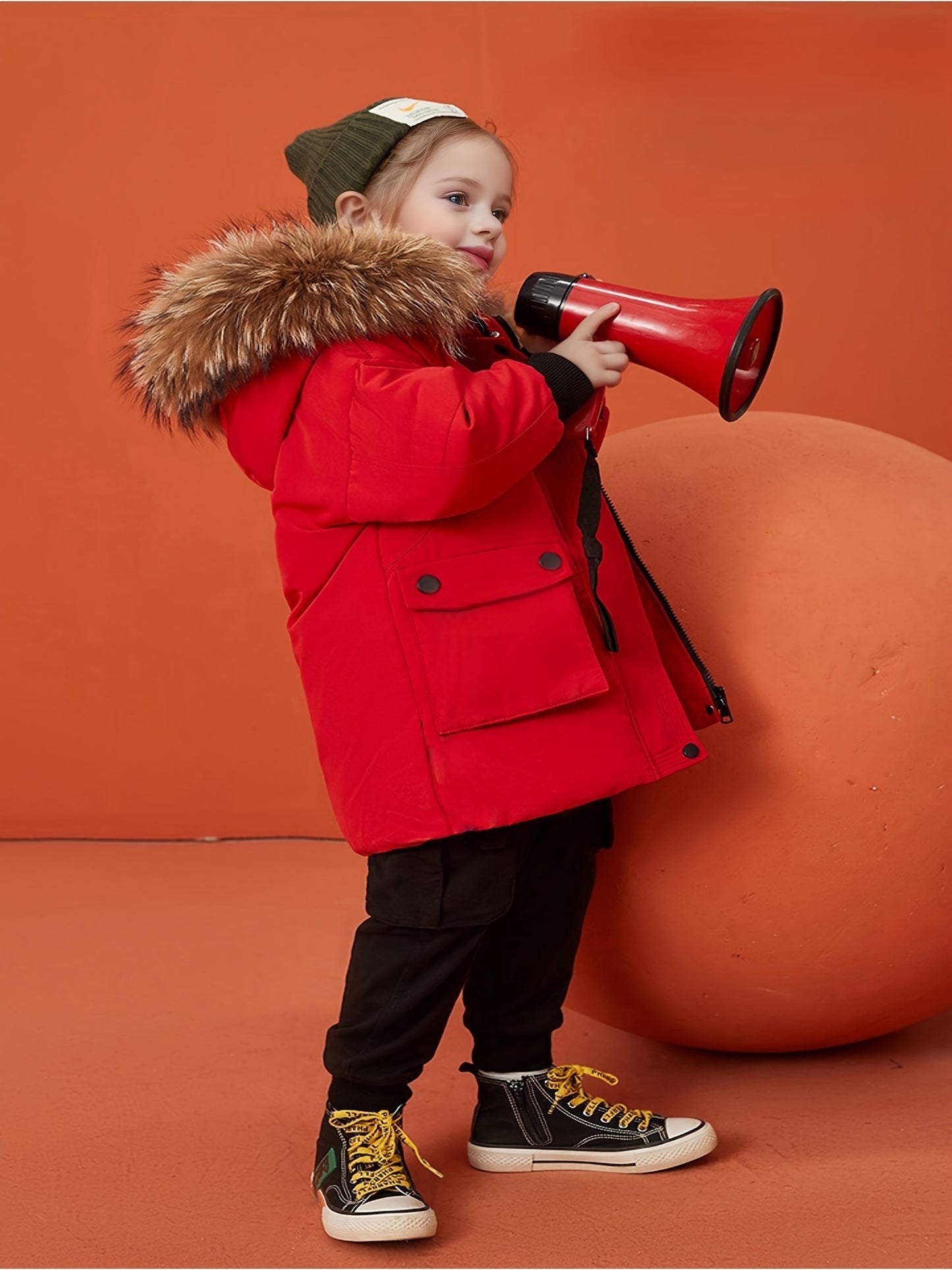 2025 Kids’ Winter Down Jacket – Geometric Hooded Duck Feather Coat with Pockets