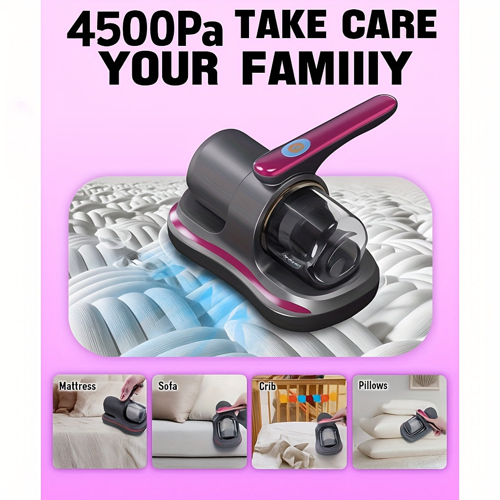 Upgrade2025 Handheld Bed Vacuum Cleaner, Super Suction and Low Noise, Washable Filter for Deep Cleaning, Handheld Vacuum Cleaner, Mattress Vacuum Cleaner, Effectively Clean Beds, Sofas, Pet Hair and Carpet