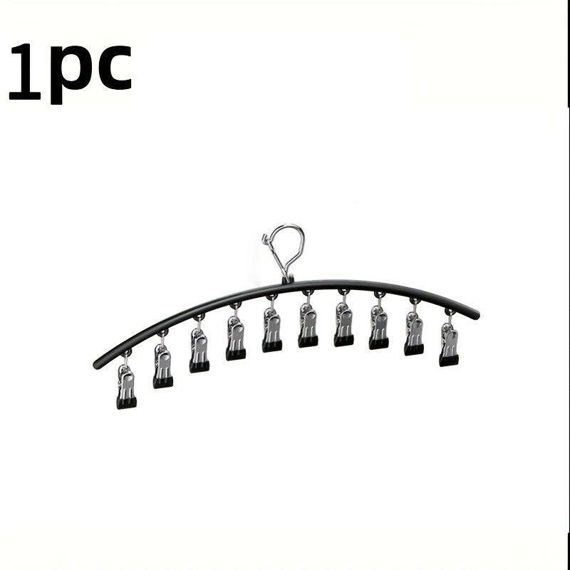 Space-Saving Stainless Steel Hanger With 10 Clips - 6pcs/4pcs/2pcs/1pc - Easy Install - Wall-Mounted Organizer For Cars - Clothes Hangers For Yoga Pants, Leggings& Socks