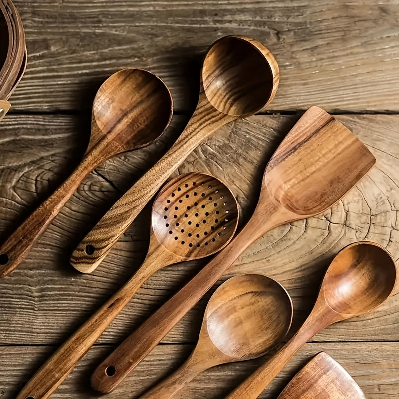 5pcs/3pcs/4pcs Premium Wooden Kitchen Utensil Set - Ergonomic Handles, Natural — view 4 of home & kitchen