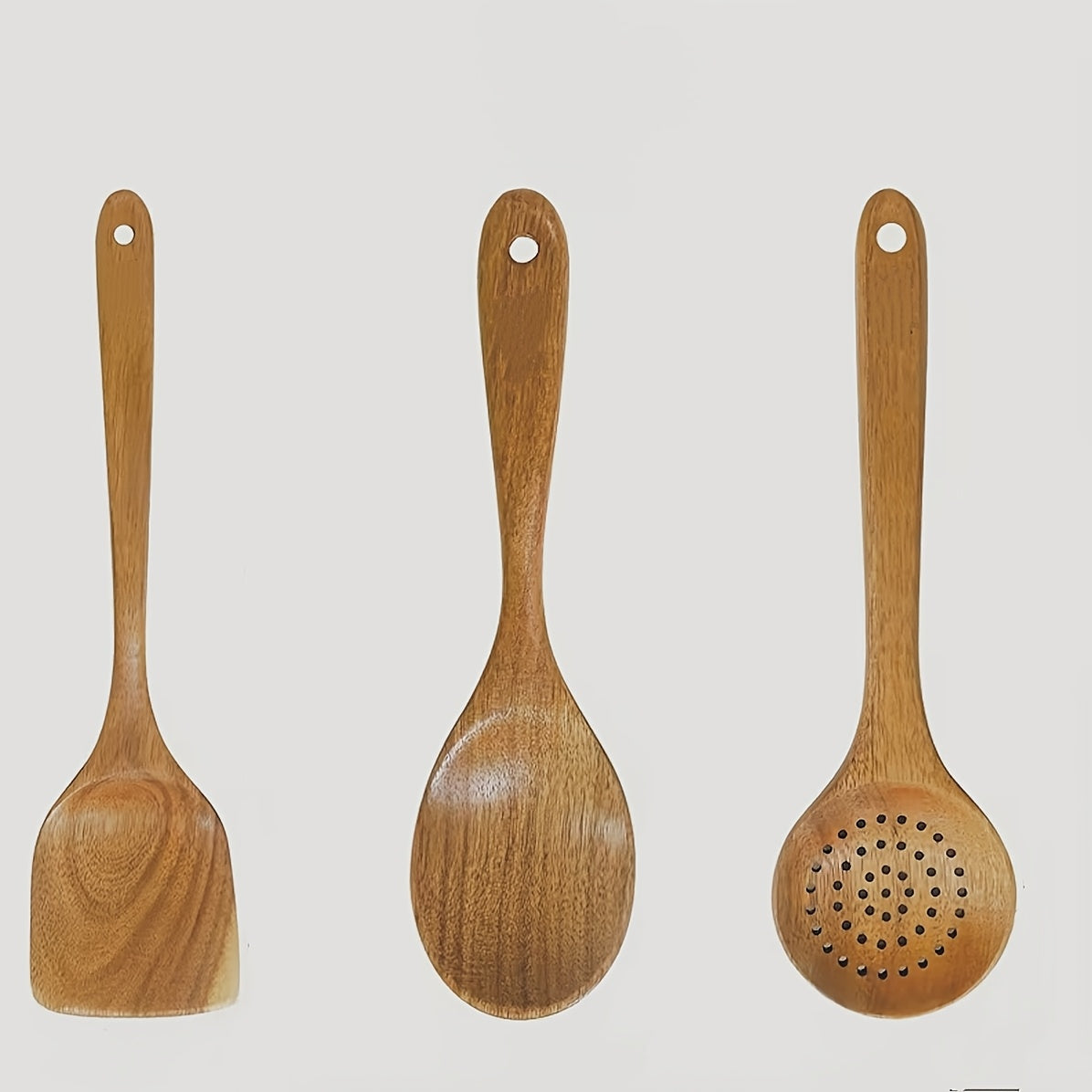 5pcs/3pcs/4pcs Premium Wooden Kitchen Utensil Set - Ergonomic Handles, Natural Wooden Spoon, Stirring Spoon, Soup Spoon Non-Stick Pan Turner, Heat-resistant & Easy to Clean, Durable Kitchen Essential Accessories, Perfect Chri