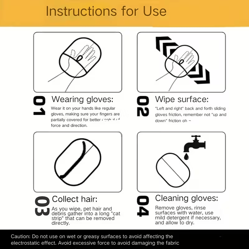 Pet Hair Removal Glove, 2-Pack - Static Control for Cats & Dogs | Effectively Removes Fur/Dander From Clothes | Essential Grooming Tool, Stylish Pet Accessory & Home Cleaning Helper