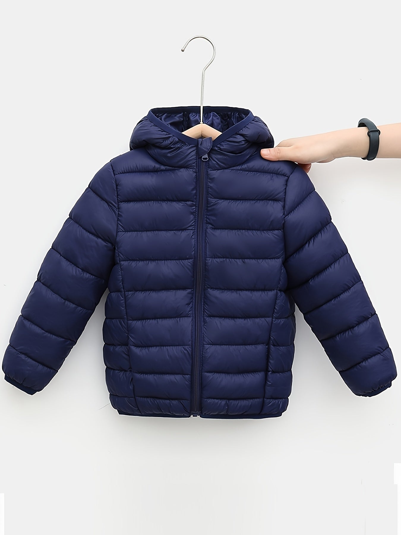 Kids’ Lightweight Hooded Jacket – Faux Down Boys’ Warm Coat for Autumn/Winter