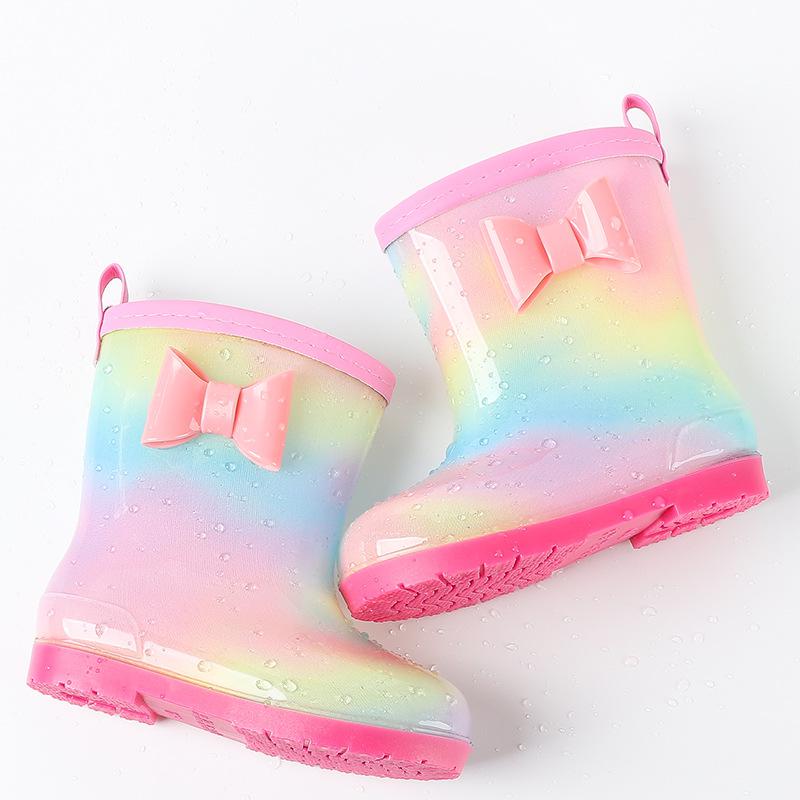 Rainbow Children Water Shoes PVC Kids Rubber Boots Fashion