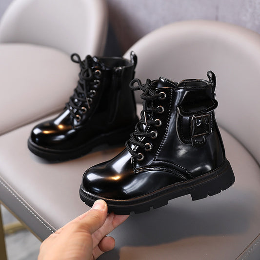 New 2021 Fshion Children Martin Boots Ankle Lace-up British Style Motorcycle Boots Boys Girls Kids Shoe Baby Toddler Single Boot