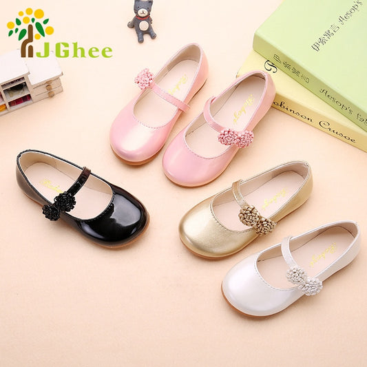 JGSHOWKITO Autumn Girls Shoes Princess Kids Flat Shoes PU Leather Children C