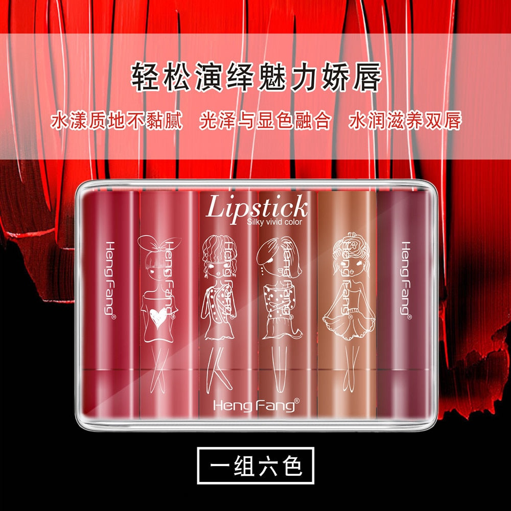 Women Fashion Pumpkin Color Matte Velvet Lipstick Set Moisturizer Sexy Lip