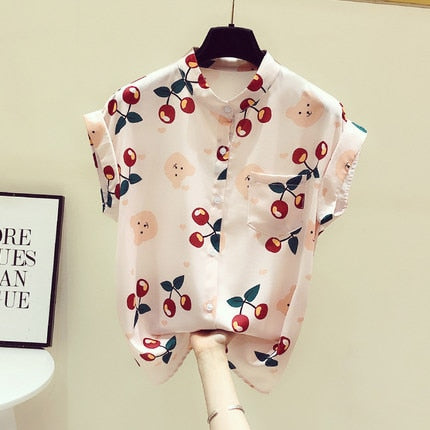 Vintage Print Shirt Women Long Sleeve Chiffon Blouse 2022 Spring