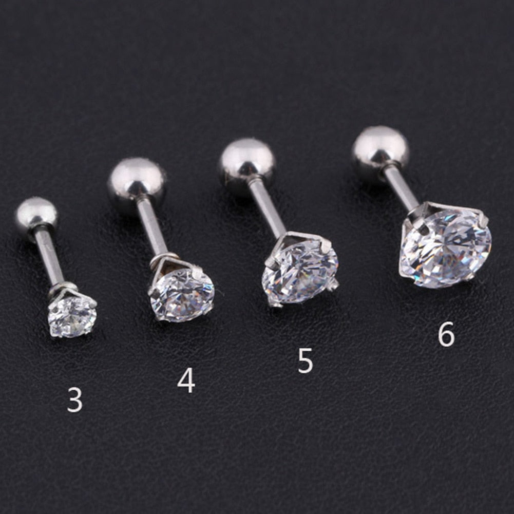 Medical Stainless steel Crystal Zircon Ear Studs Earrings For Women