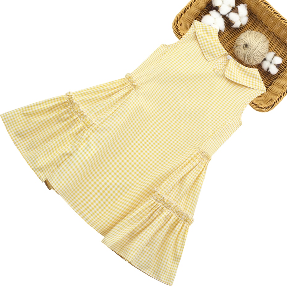 Summer Dresses For Girls Plaid Pattern Girls Dress Sleeveless Children