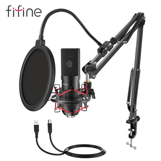 Microphone de jeu USB FIFINE avec support de bras flexible