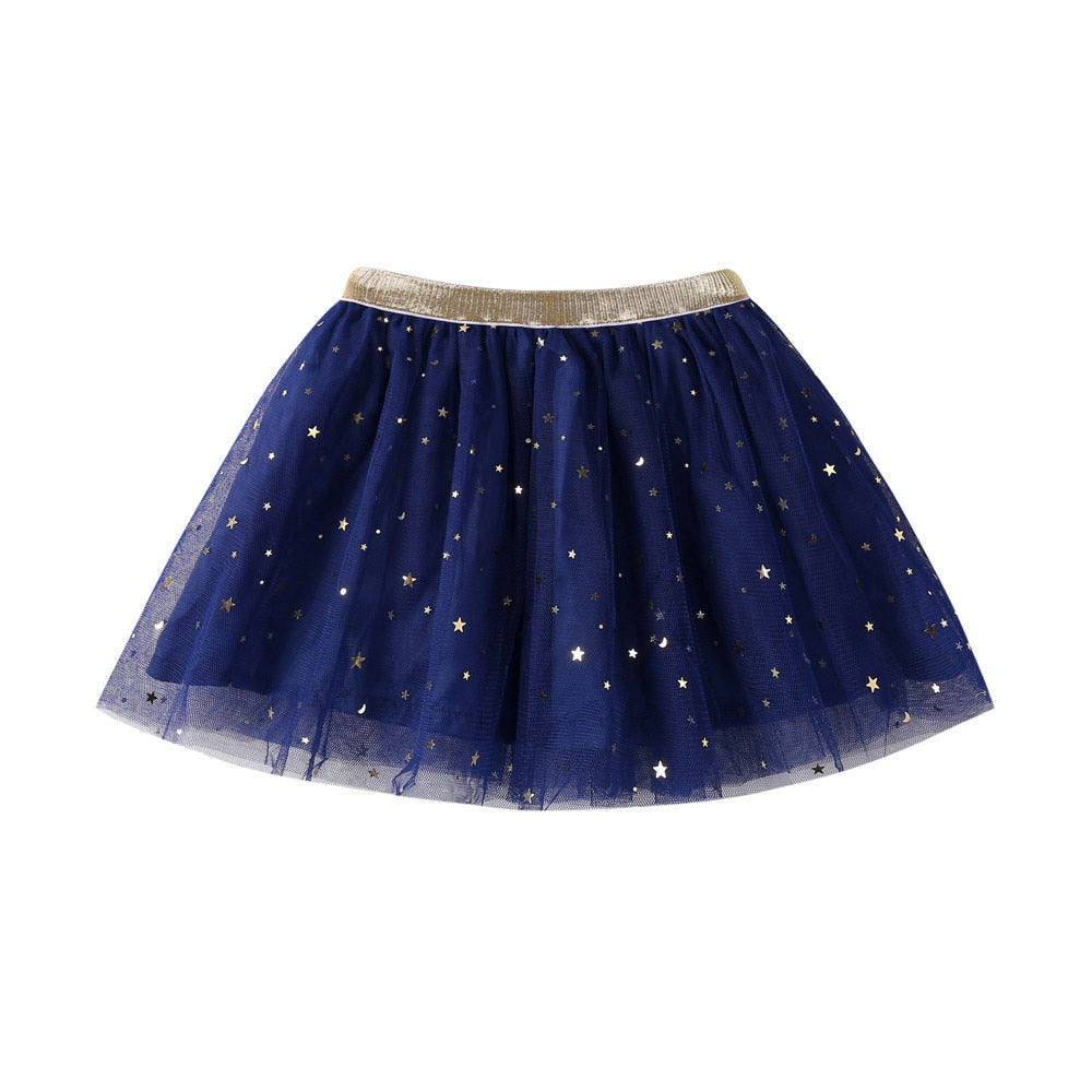 Fashion Kids Mesh Miniskirts Girls Princess Stars Glitter Dance Ballet Tutu Brand