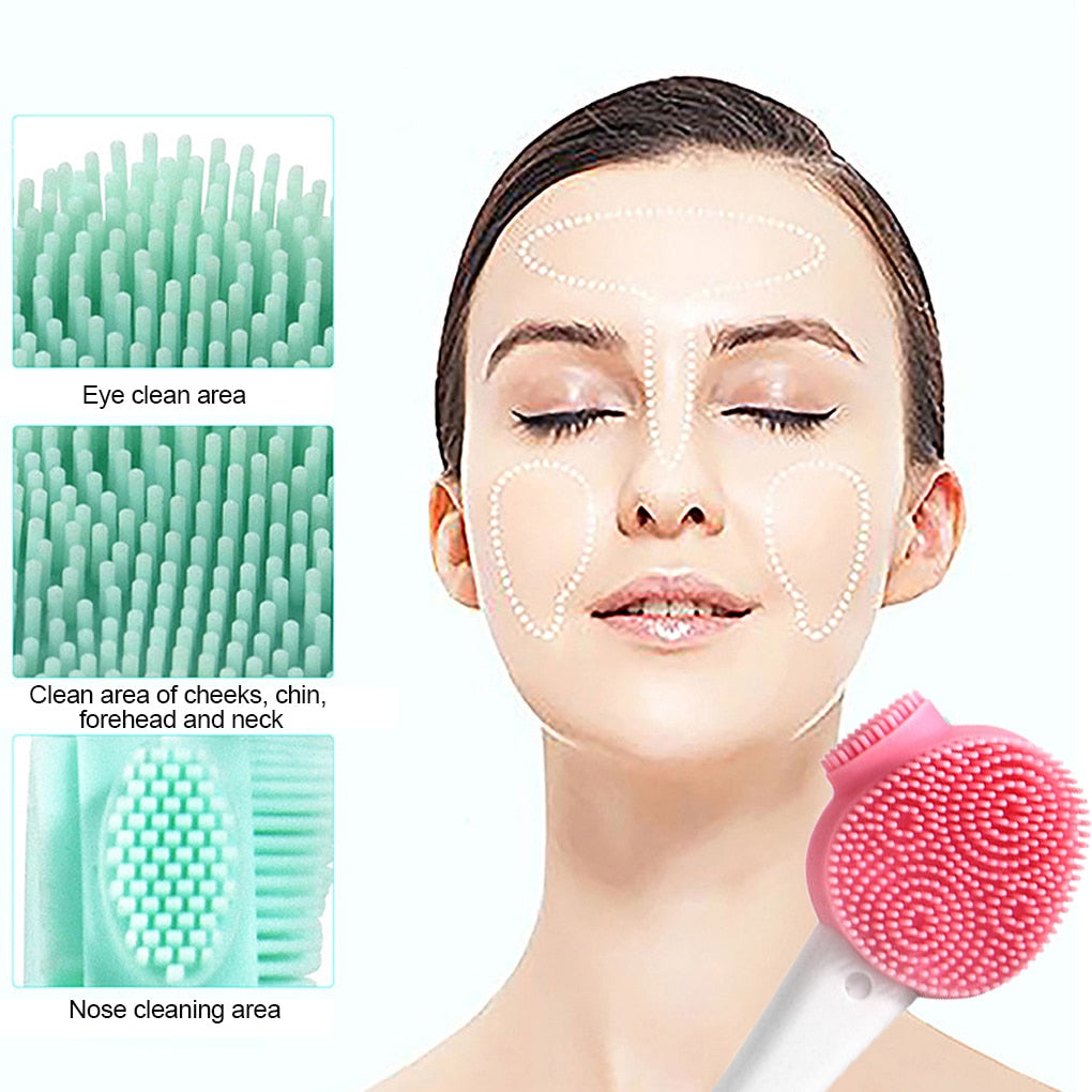 Double Side Silicone Facial Cleanser Brush Soft Hair Face Massage