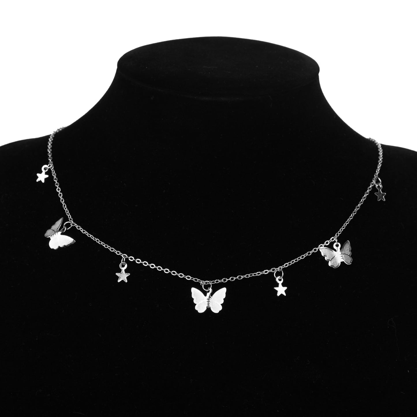 Vintage Multilayer Pendant Butterfly Necklace for Women Butterflies Moon Star Charm Choker Necklaces Boho Jewelry Christmas Gift