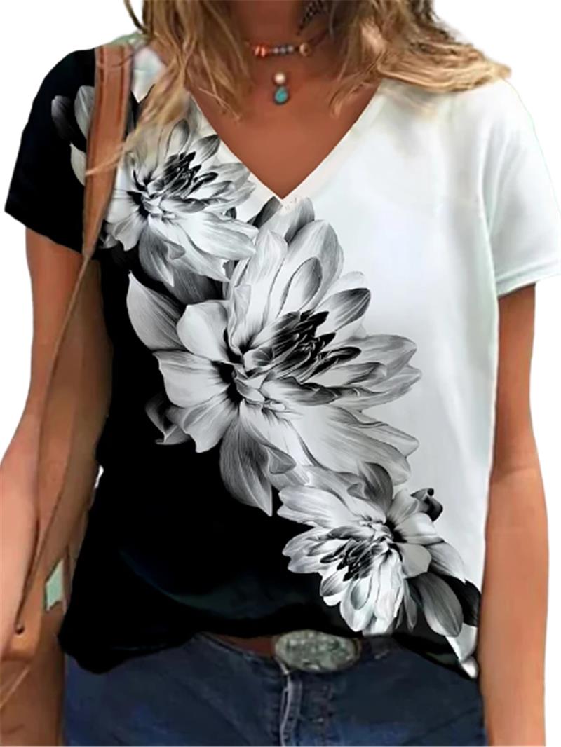 Women Fashion T-Shirts Summer Short Sleeve Casual Tops Butterfly High