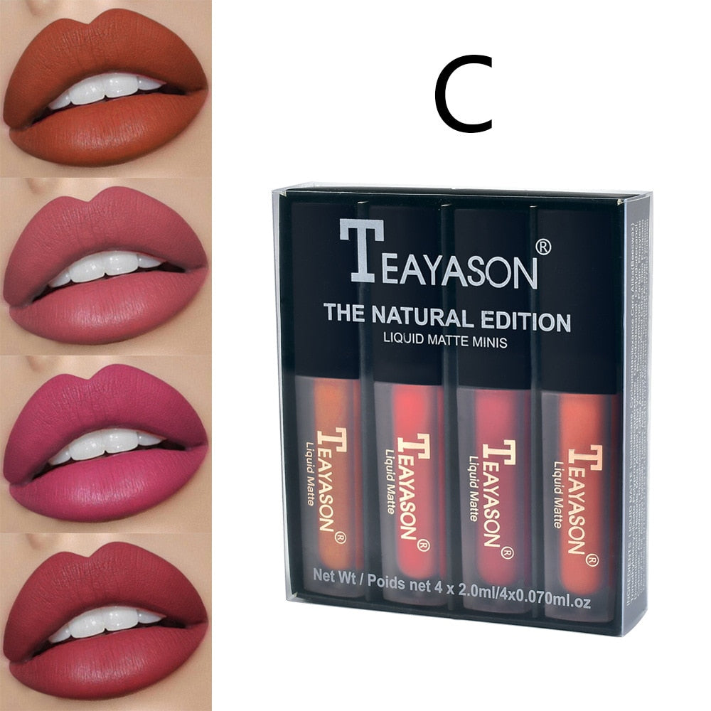 Women Fashion Pumpkin Color Matte Velvet Lipstick Set Moisturizer Sexy Lip