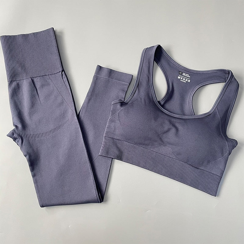 2/3/4PCS Seamless Women’s Yoga Set – Workout Sportswear Gym Clothes Fitness Outfit