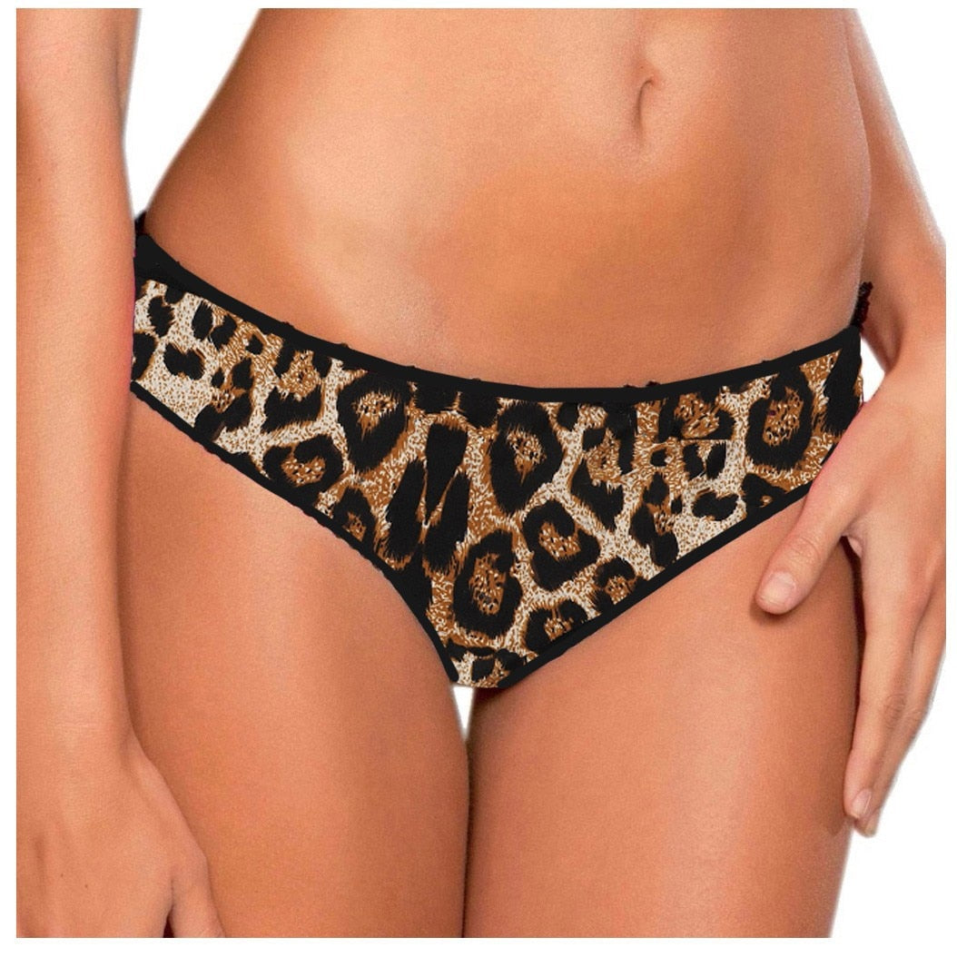 Leopard sensual lingerie woman G-string Briefs Underwear Panties T string