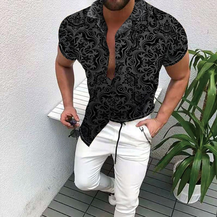 Summer Men&#39;s Printed Hawaii Casual Shirts 2021