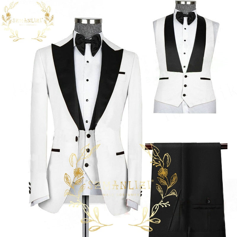 Men's Wedding Suits 2021 Italian Design Custom Made Black Smoking