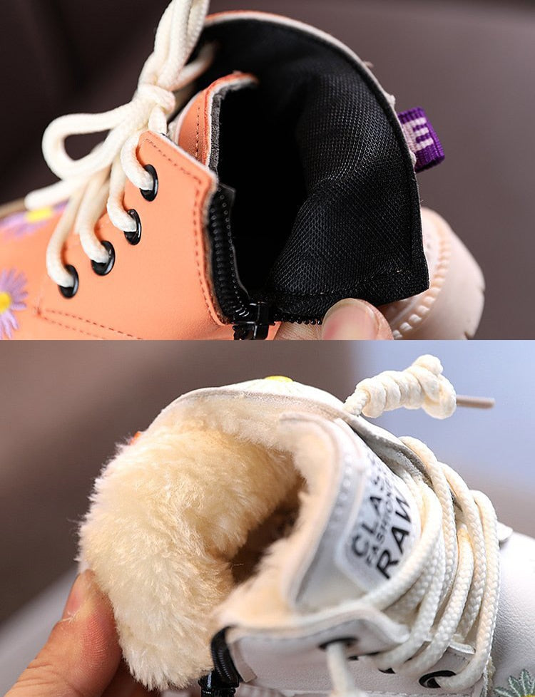 2022 Winter Warm Children Boots Girl Boys Fashion Plush Sneakers Baby Plush Snow Boots Kids