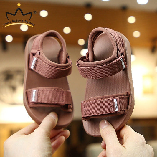 Summer New Canvas Sandals Boys Girls Sandals Solid Color Soft Soled Anti-Slip