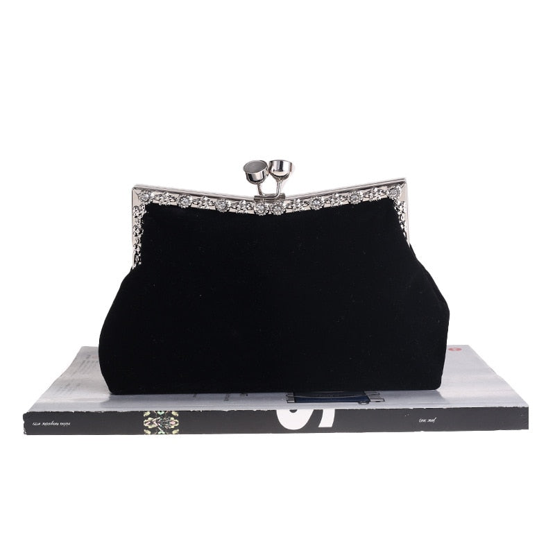 soft cocktail handbags wedding bridal day clutches purse Velvet diamonds evening bags