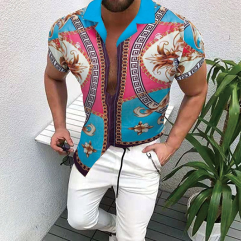 Summer Men&#39;s Printed Hawaii Casual Shirts 2021