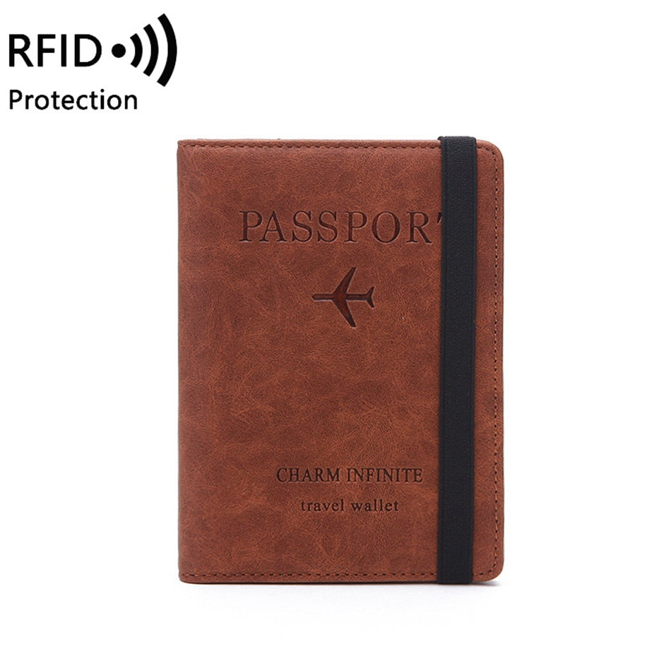 Women Men RFID Vintage Business Passport Covers Holder Multi-Function ID Bank Card