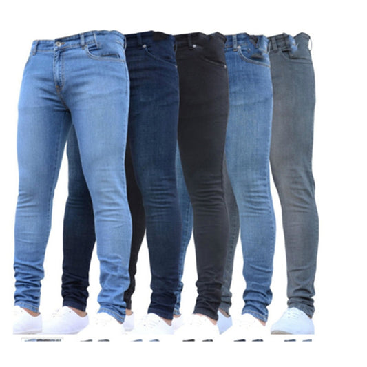 Jeans Men Casual Black Slim Pencil Pants Male Fashion Skinny Biker Pants