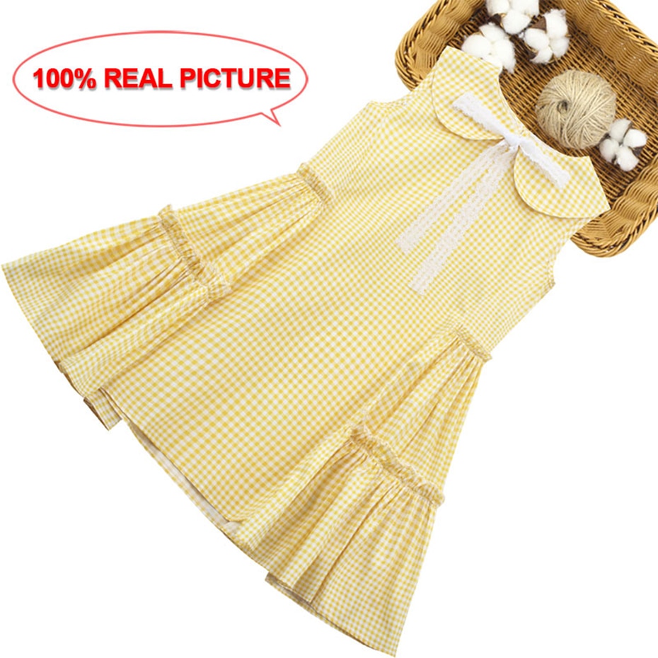 Summer Dresses For Girls Plaid Pattern Girls Dress Sleeveless Children