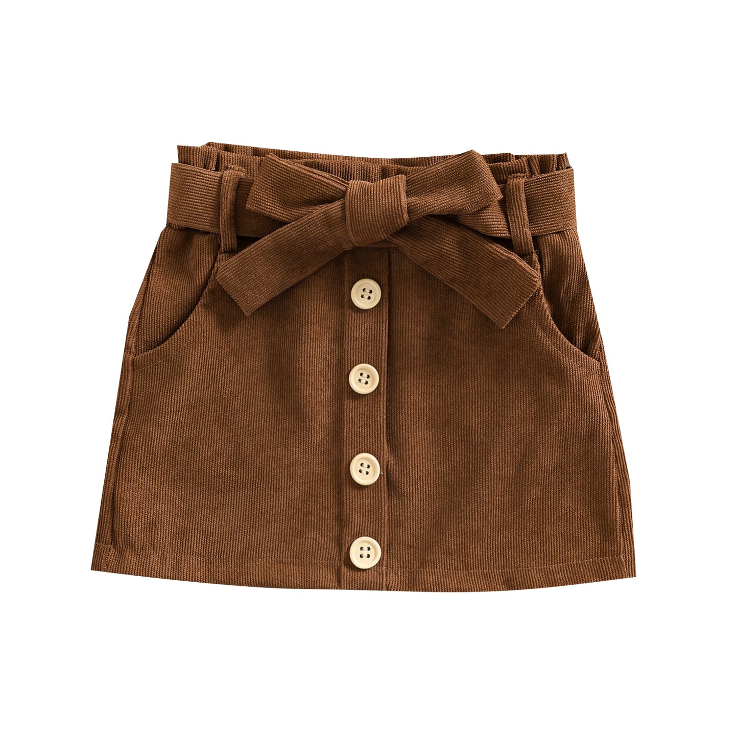 Ma&amp;Baby 1-6Y Children Kid Baby Girls Skirts Corduroy Bow Button