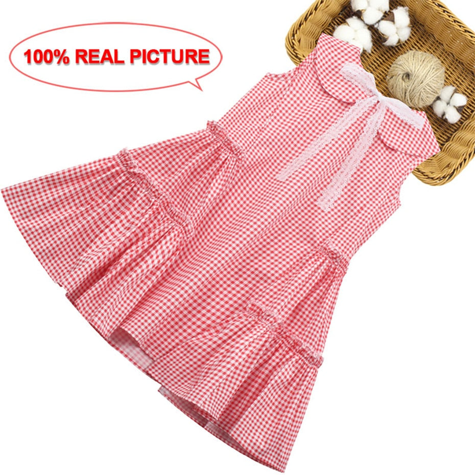 Summer Dresses For Girls Plaid Pattern Girls Dress Sleeveless Children