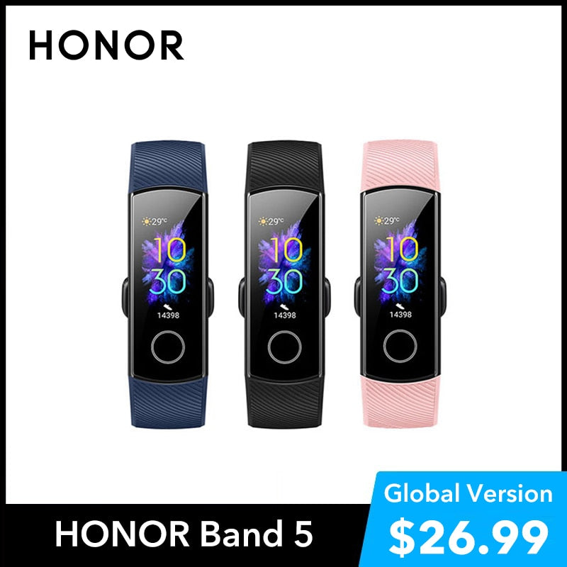 HONOR Band 5 Heart Rate Blood Oxygen Monitor Swimming 50AM Waterproof Fitness