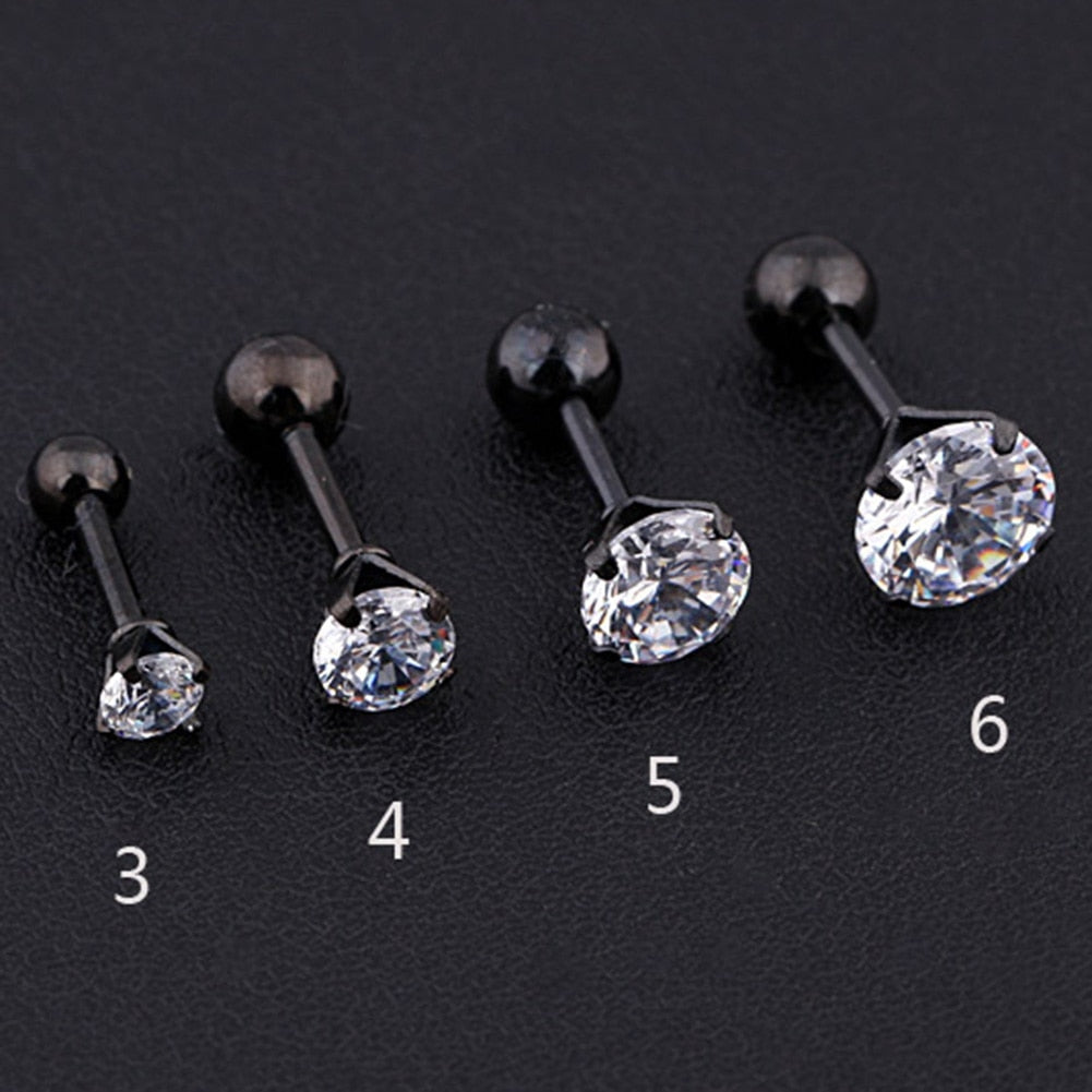 Medical Stainless steel Crystal Zircon Ear Studs Earrings For Women