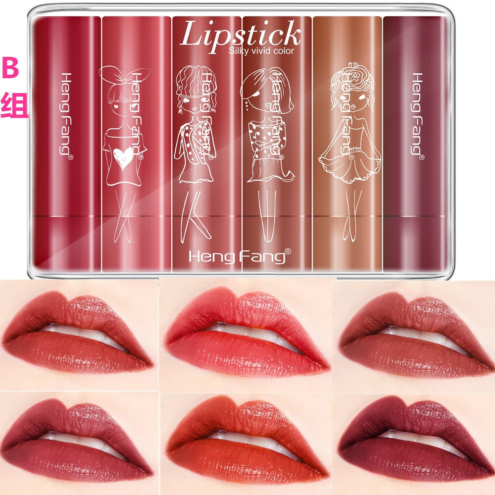 Women Fashion Pumpkin Color Matte Velvet Lipstick Set Moisturizer Sexy Lip