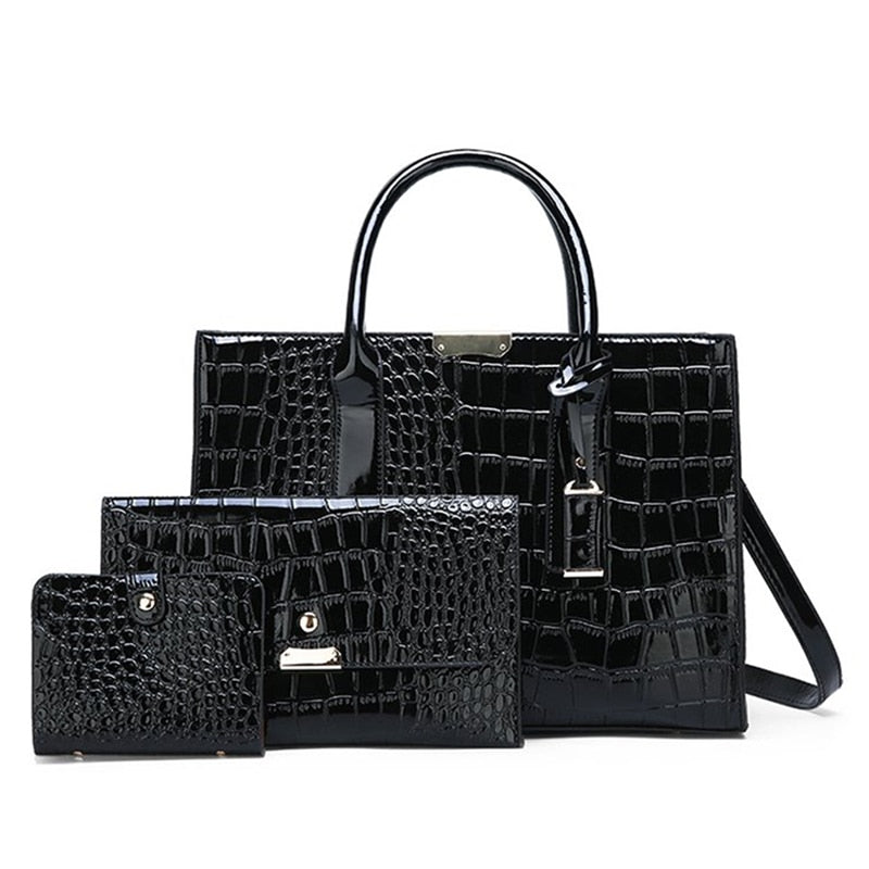 Luxury Designer Handbag Women Crocodile Pattern Leather Handbag Large Capacity