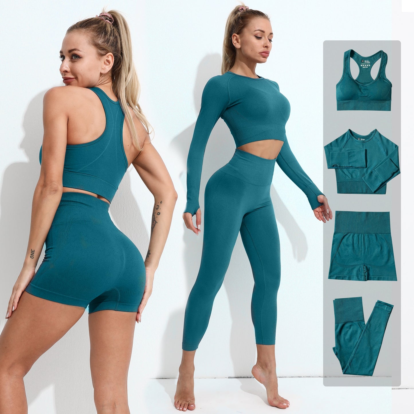 2/3/4PCS Seamless Women’s Yoga Set – Workout Sportswear Gym Clothes Fitness Outfit