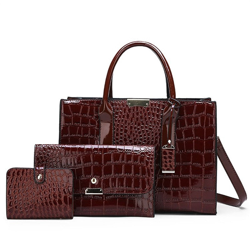 Luxury Designer Handbag Women Crocodile Pattern Leather Handbag Large Capacity