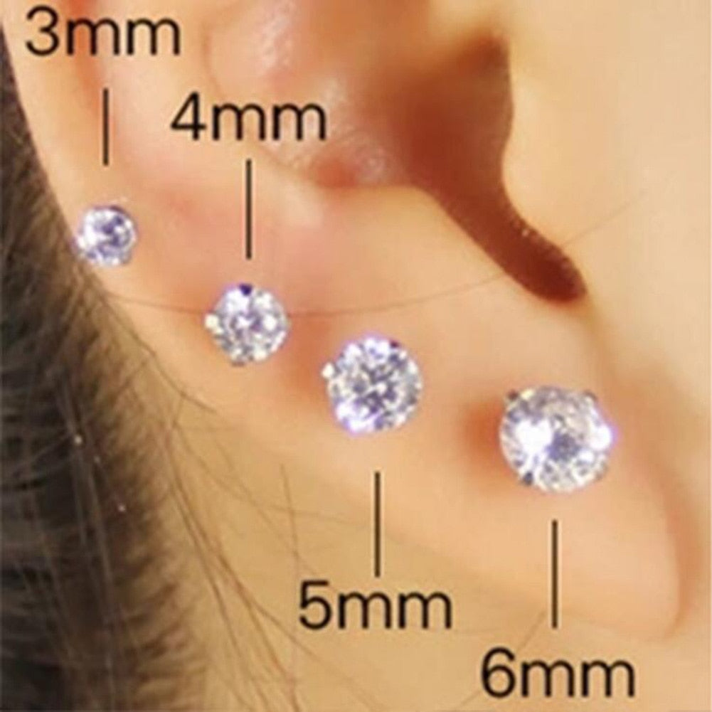 Medical Stainless steel Crystal Zircon Ear Studs Earrings For Women