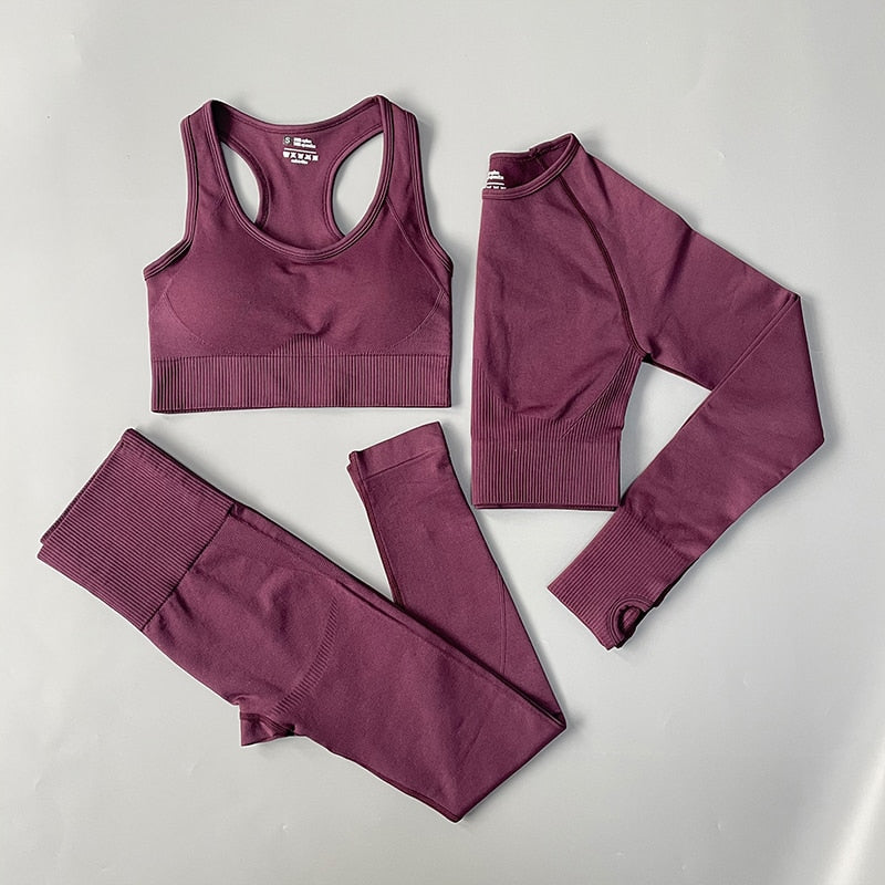 2/3/4PCS Seamless Women’s Yoga Set – Workout Sportswear Gym Clothes Fitness Outfit