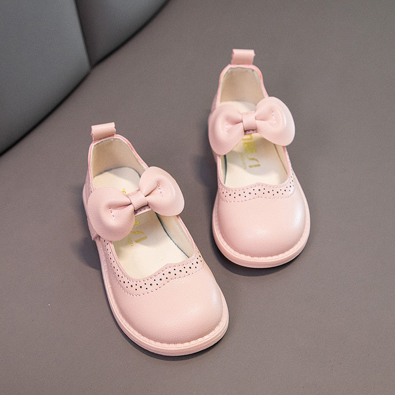 Spring Autumn Children Baby Bowknot Princess Leather Shoes For Kids Girls